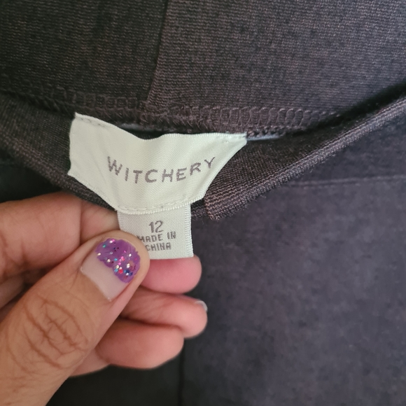 WITCHERY Activewear Pants Dark Grey Beige Leopard Print Size 12 Stretchy Pants - Picture 2 of 5